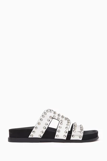 Mully Flat Rivet Sandals in Leather