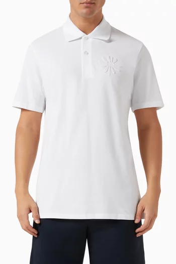 Flower Polo Shirt in Cotton Piqué