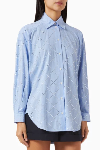 Janeiro Rhinestone-embellished Oversized Shirt in Cotton