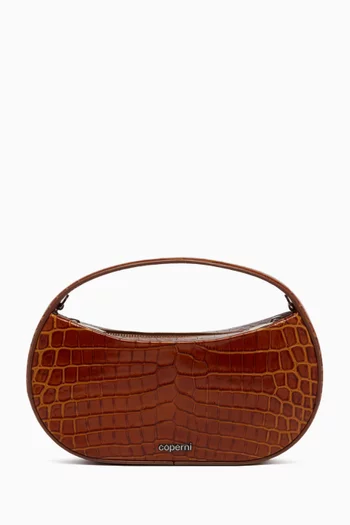 Small Swipe Sound Bag in Croc-embossed Leather