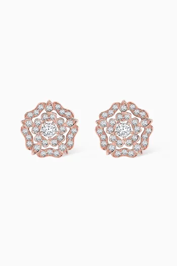 Tudor Rose Mini Icons Diamond Stud Earrings in 18kt Rose Gold