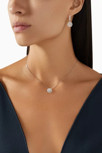 Tudor Rose Mini Icons Diamond Pendant Necklace in 18kt White Gold