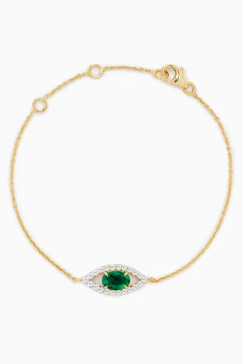 Evil Eye Emerald & Diamond Bracelet in 18kt Gold