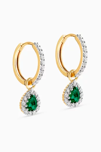 Regina Diamond & Emerald Hoop Earrings in 18kt Gold