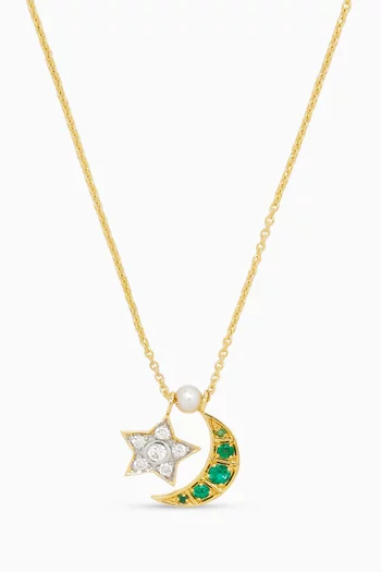 Starling Emerald & Diamond Necklace in 18kt Gold