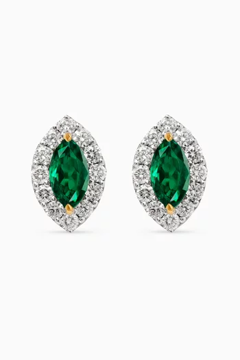 Myra Emerald & Diamond Stud Earrings in 18kt Gold