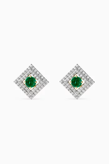 Victoria Emerald & Diamond Stud Earrings in 18kt Gold