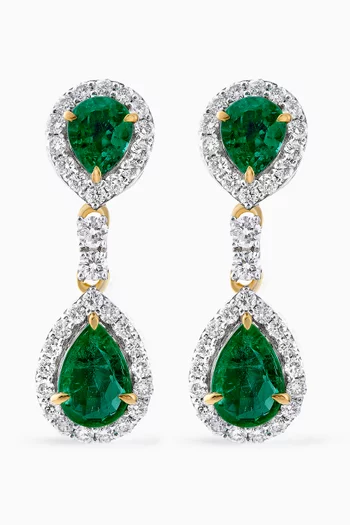 Rose Emerald & Diamond Earrings in 18kt Gold