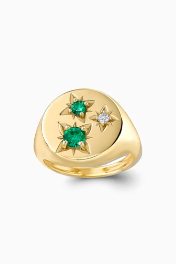 Venus Emerald & Diamond Ring in 18kt Gold