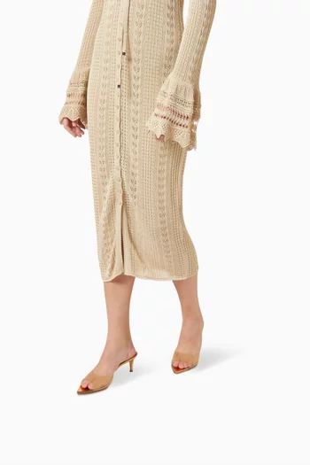 حذاء مفتوح إيل بكعب 55 مم جلد لامع وأجزاء شفافة