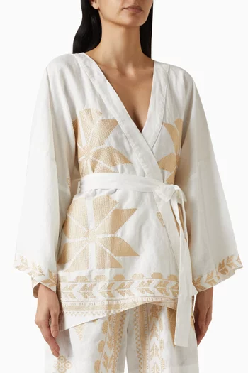 Short Belted Kimono in Linen