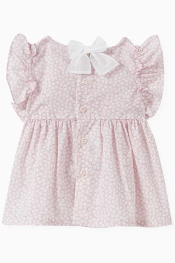 Two-piece Floral-print Ruffled Dress Set in Cotton