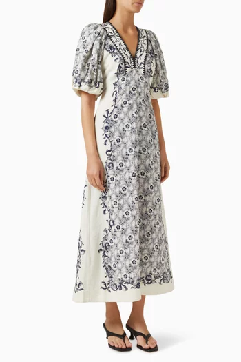 Airlie Midi Dress in Linen-blend