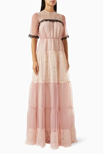 Tiered Maxi Dress in Organza & Lace