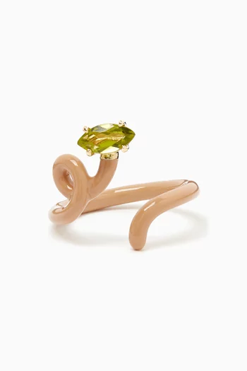Baby Vine Tendril Enamel Ring in 9kt Yellow Gold & Silver