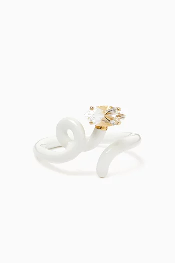 Baby Vine Tendril Enamel Ring in 9kt Yellow Gold & Silver