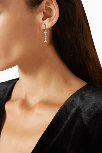 Wishbone Hoop Drop Big Single Earring in 18kt White Gold