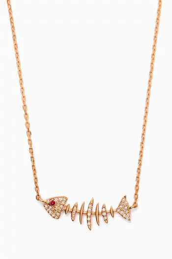 Wishbone Side Diamond Necklace in 18kt Rose Gold