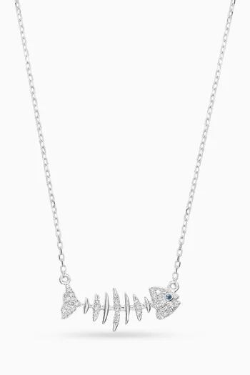 Wishbone Side Diamond Necklace in 18kt White Gold