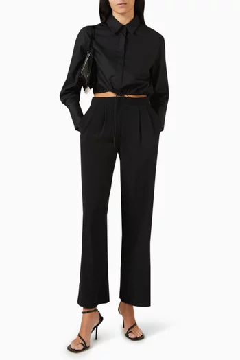 Drawcord Shirt in Cotton-poplin