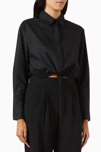 Drawcord Shirt in Cotton-poplin