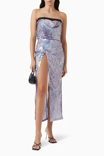 Aditi Slit Midi Skirt in Sequins