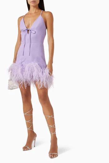 Tulip Feather Mini Dress in Crepe