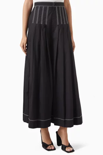 Cinder Pleated Wide-leg Pants in Cotton