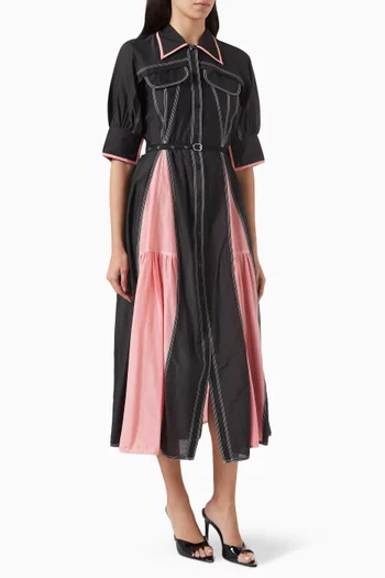 Fusion Godet Midi Dress in Terry Rayon