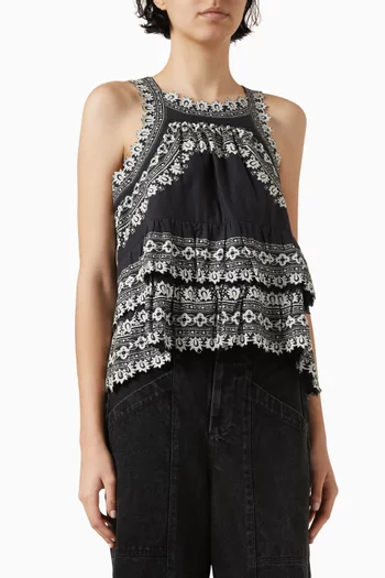 Amina Embroidery Tank Top in Cotton