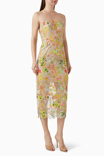فستان كايت مزين بنقشة زهور ومطرز بالترتر