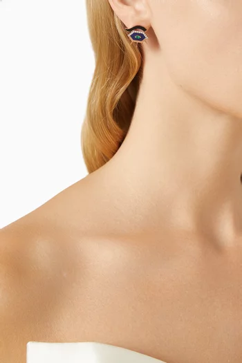 أقراط بيهايند هير آيز مرصعة بأحجار متنوعة ذهب وردي عيار 18