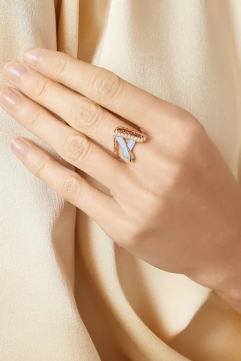 Retro Diamond & Enamel Letter 'A' Ring in 18kt Rose Gold