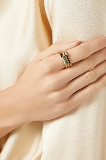 Whatever Ménage à Trois Multi-stone & Enamel Ring in 18kt Rose Gold