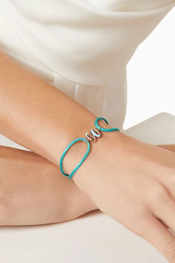Retro Diamond & Enamel Letter 'W' Bracelet in 18kt Rose Gold