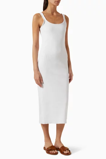 Ribbed Tank Midi Dress in Cotton-jersey
