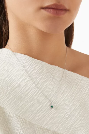 Mini Diana Emerald & Diamond Necklace in 18kt White Gold