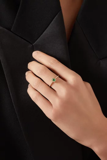 Mini Diana Emerald & Diamond Ring in 18kt Yellow Gold