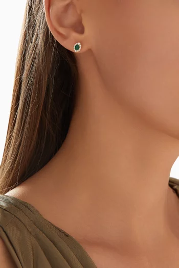 Mini Diana Emerald & Diamond Stud Earrings in 18kt Yellow Gold