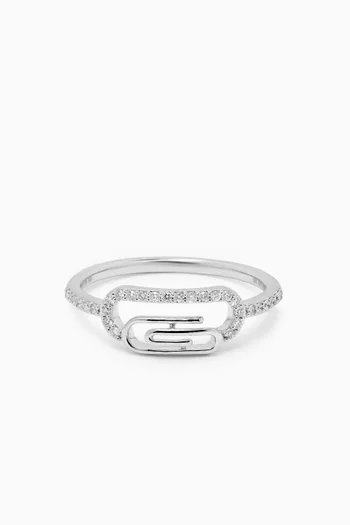 Youth Paperclip Diamond Ring in 18kt White Gold