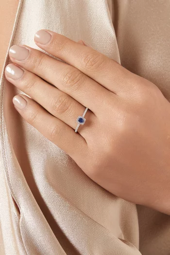Mini Diana Sapphire & Diamond Ring in 18kt White Gold