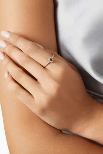 خاتم ديانا ميني مرصعة بالياقوت والماس ذهب ‏أصفر عيار 18