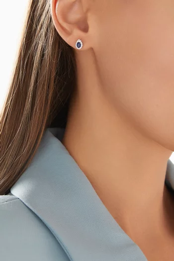 أقراط ديانا ميني مرصعة بالماس والياقوت ذهب أبيض عيار 18