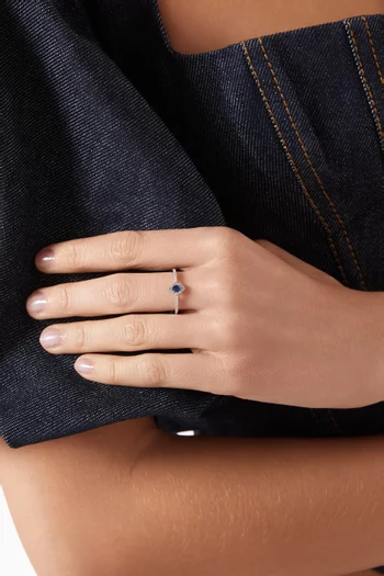 Mini Diana Sapphire & Diamond Ring in 18kt White Gold