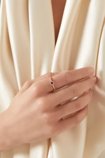 Mini Diana Ruby & Diamond Ring in 18kt Rose Gold