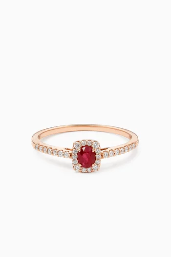 Mini Diana Ruby & Diamond Ring in 18kt Rose Gold