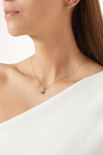 Mini Diana Emerald & Diamond Necklace in 18kt Gold