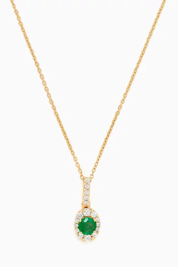 Mini Diana Emerald & Diamond Necklace in 18kt Gold