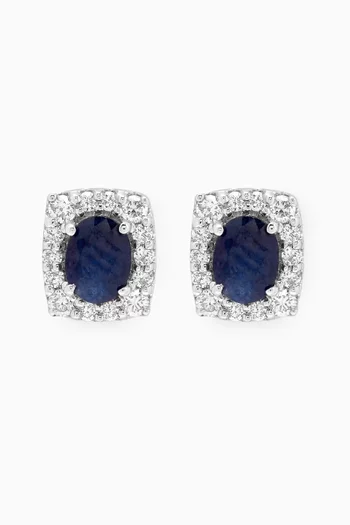 Mini Diana Sapphire & Diamond Stud Earrings in 18kt White Gold