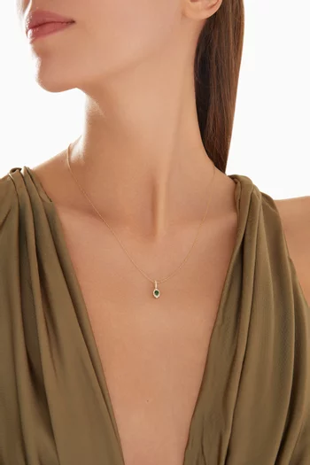 Mini Diana Emerald & Diamond Necklace in 18kt Yellow Gold